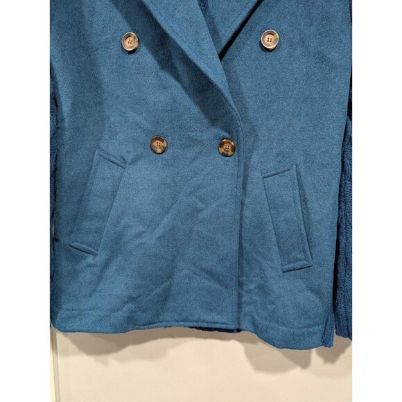 NEW ANN TAYLOR $198 SEA STORM BLUE MIXED MEDIA CABLE COATIGAN JACKET SZ LARGE - Picture 6 of 16
